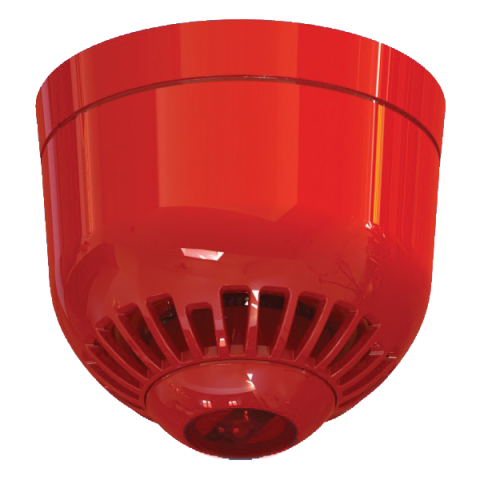 Sirena con flash en techo. Base de perfil bajo. Roja con lente roja ARITECH CA/ASC366