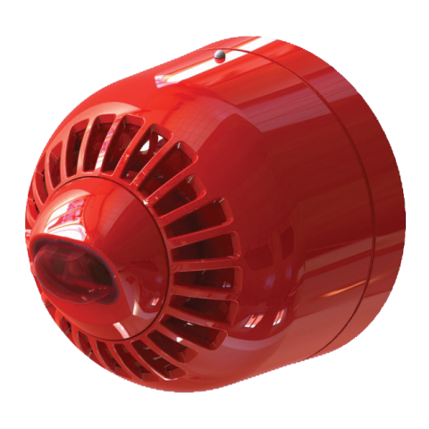 Sirena con flash en pared. Base de perfil bajo. Roja con lente roja ARITECH CA/ASW366