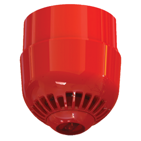 Sirena con flash para montar en techo. Base alta. Roja con lente roja ARITECH CA/ASC367