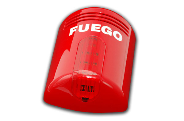 Sirena de alarma con flash de exterior bitonal. 24Vcc Rojo rotulado “FUEGO" ADVANTRONIC DOGE FL